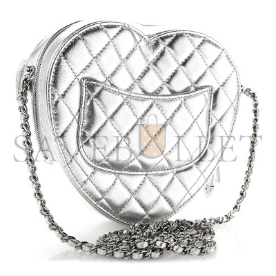 CHANEL HEART BAG IN METALLIC LAMBSKIN QUILTED AS5764 (19*18*5cm)